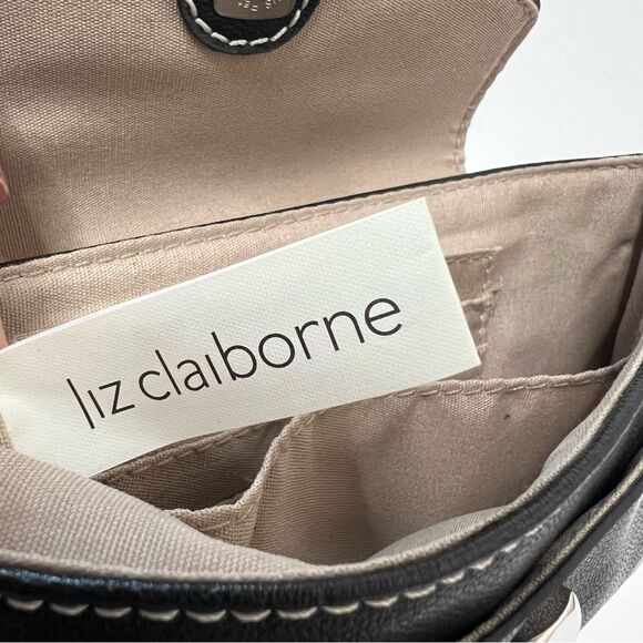 Liz Claiborne Black Vegan Leather Wristlet Clutch Wallet Purse - Picture 7 of 16